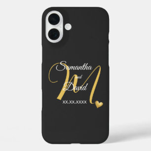 Wedding Monogram Design with Names and Date iPhone 16 Plus Case