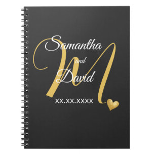 Wedding Monogram Design with Names and Date Notebook