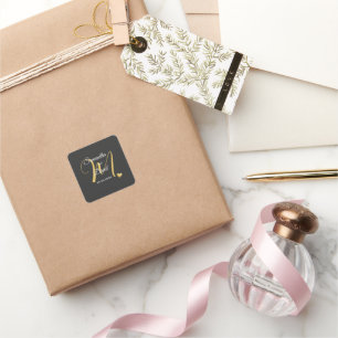 Wedding Monogram Design with Names and Date Square Sticker