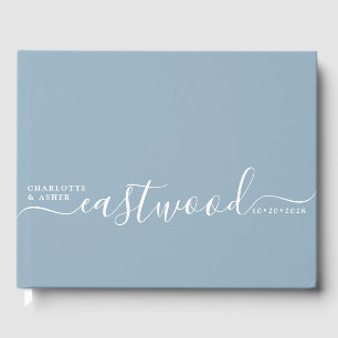 Wedding Monogram Dusty Blue Wedding Guest Book