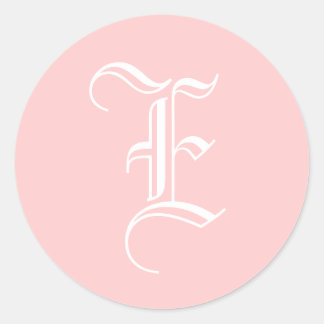 Wedding Monogram E Sticker Old English Style Pink