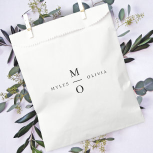 Wedding Monogram Elegant Minimalist Simple White Favour Bags