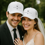 Wedding Monogram Elegant Minimalist Simple White Trucker Hat<br><div class="desc">A minimalist monogram wedding design with elegant typography in black on a simple white background. The text can easily be personalised for your special day!</div>