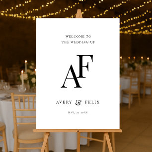 Wedding Monogram Elegant Minimalist Welcome Acrylic Sign