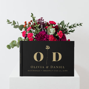 Wedding Monogram Elegant Modern Minimal Custom Guest Book