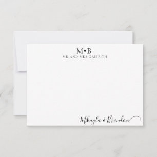 Wedding Monogram Elegant Script Names Thank You Card