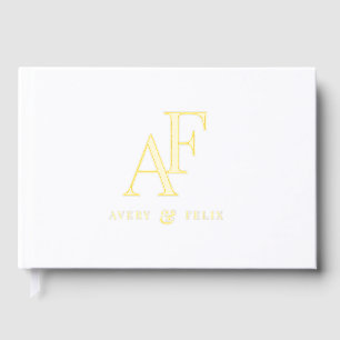 Wedding Monogram Elegant Simple Gold Foil Guest Book