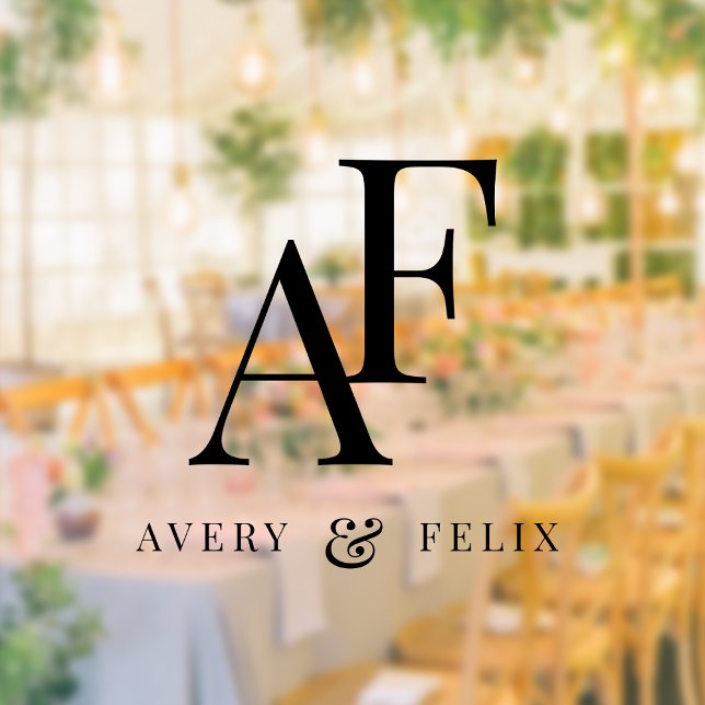 Wedding Monogram Elegant Simple Minimal Window Cling (Creator Uploaded)