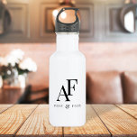 Wedding Monogram Elegant Simple Minimalist 532 Ml Water Bottle<br><div class="desc">A simple wedding monogram water bottle with classic traditional typography in black in an elegant style. The text can be easily be customised with your names for the perfectly personalised design!</div>