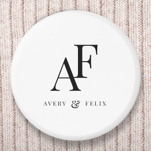 Wedding Monogram Elegant Simple Minimalist 6 Cm Round Badge