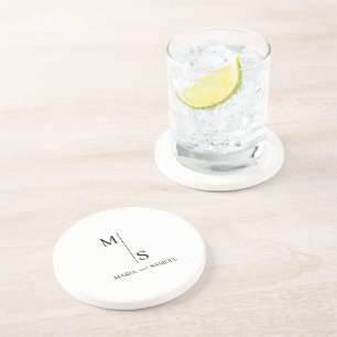 wedding monogram Elegant Simple  Minimalist  Coaster