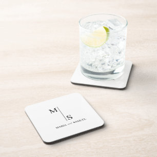 wedding monogram Elegant Simple  Minimalist Coaster