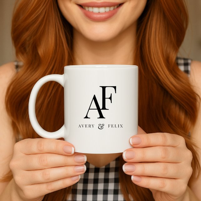 Wedding Monogram Elegant Simple Minimalist Coffee Mug (Creator Uploaded)