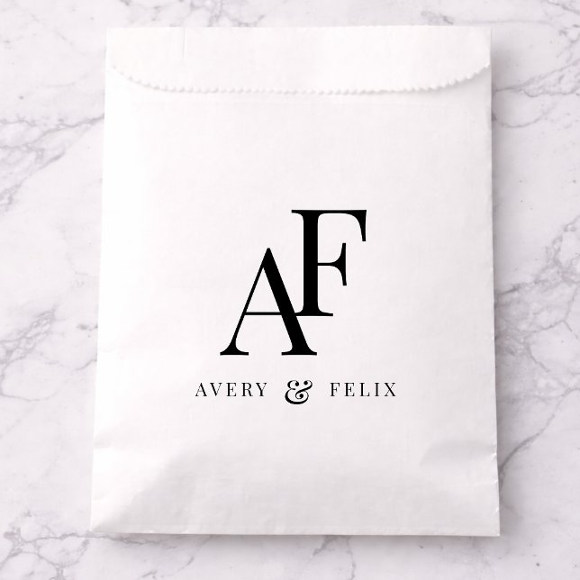 Wedding Monogram Elegant Simple Minimalist Favour Bags (Creator Uploaded)