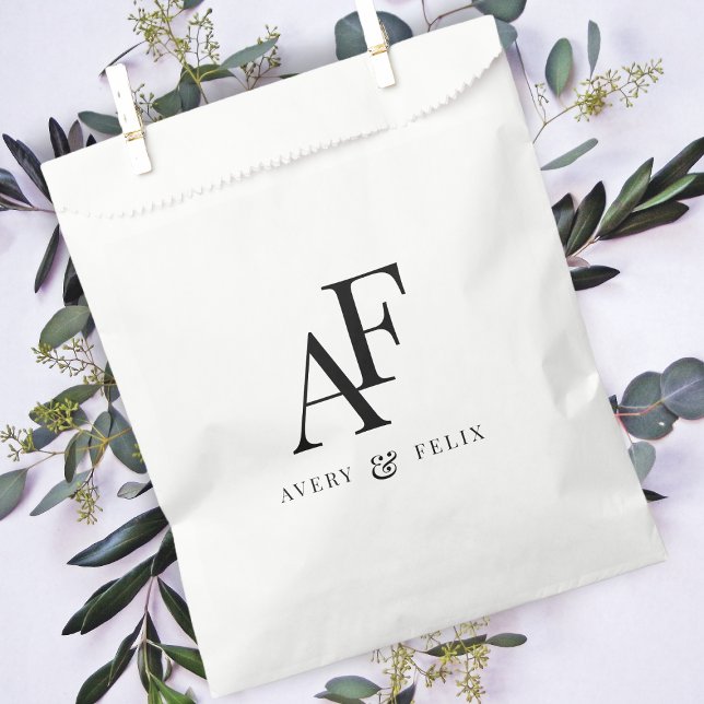 Wedding Monogram Elegant Simple Minimalist Favour Bags (Creator Uploaded)