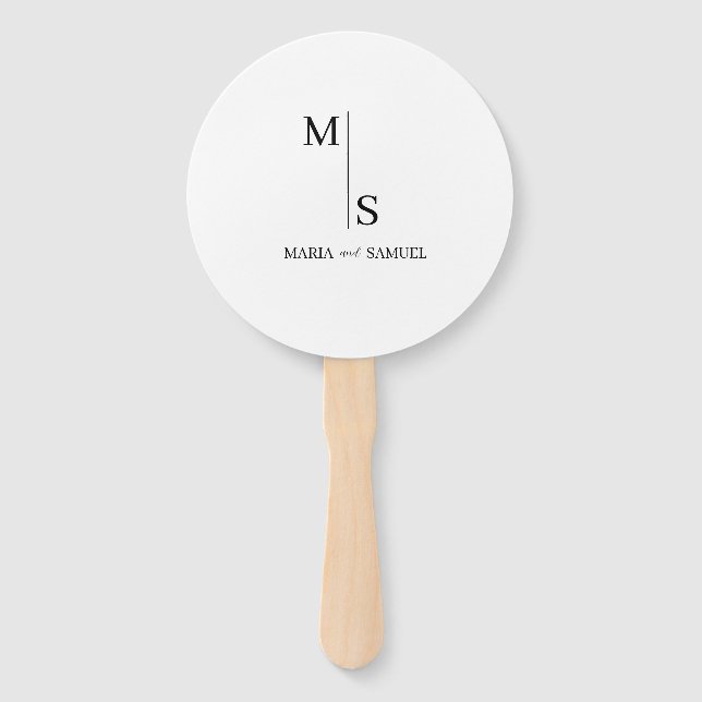 wedding monogram Elegant Simple  Minimalist Hand Fan (Front)