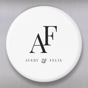 Wedding Monogram Elegant Simple Minimalist Magnet