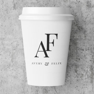 Wedding Monogram Elegant Simple Minimalist Paper Cups