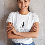 Wedding Monogram Elegant Simple Minimalist T-Shirt<br><div class="desc">A simple wedding monogram t-shirt with classic traditional typography in black in an elegant style. The text can be easily be customized with your names for the perfectly personalized design!</div>