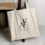 Wedding Monogram Elegant Simple Minimalist Tote Bag<br><div class="desc">A simple wedding monogram tote bag with classic traditional typography in black in an elegant style. The text can be easily be customised with your names for the perfectly personalised design!</div>