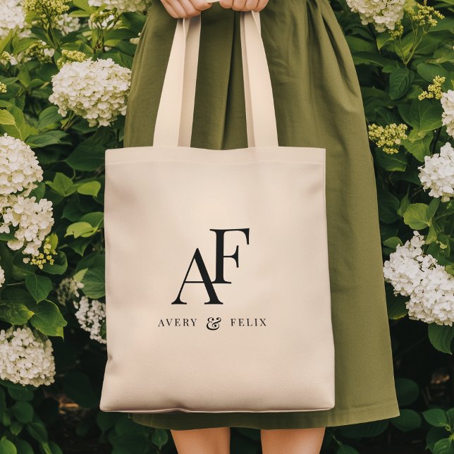 Wedding Monogram Elegant Simple Minimalist Tote Bag (Creator Uploaded)