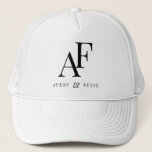 Wedding Monogram Elegant Simple Minimalist Trucker Hat<br><div class="desc">A simple wedding monogram hat with classic traditional typography in black in an elegant style. The text can be easily be customised with your names for the perfectly personalised design!</div>
