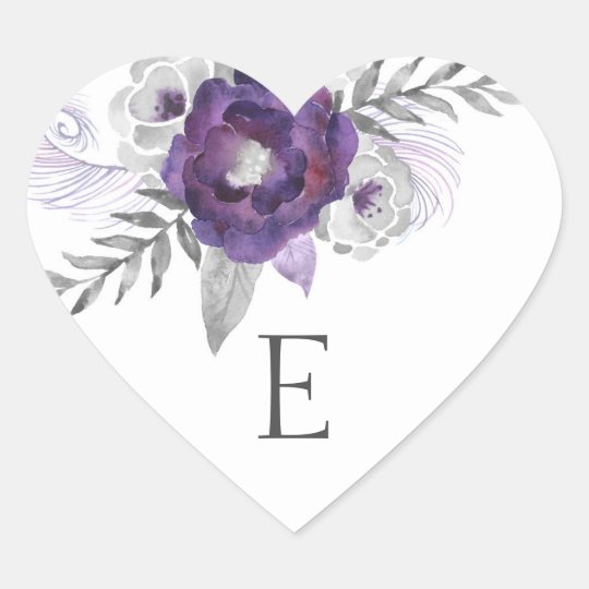 Wedding monogram envelope seals / purple 3963