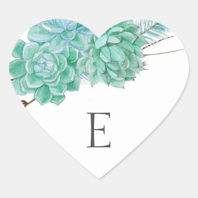 Wedding monogram envelope seals / succulent 3961 (Front)