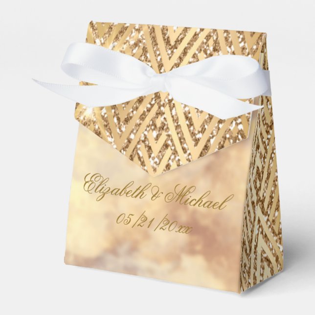 Wedding Monogram Faux Gold Favour Box (Front Side)