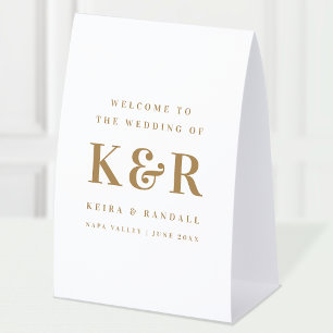 Wedding Monogram Gold and White Welcome