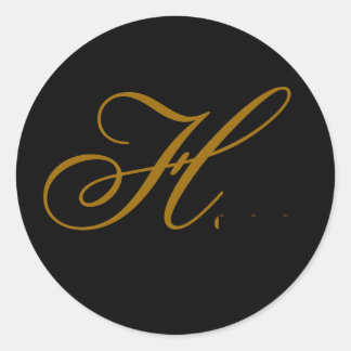 Wedding Monogram H Gold & Black Seal Sticker