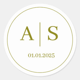 Wedding Monogram Initials Stickers, Personalised Classic Round Sticker