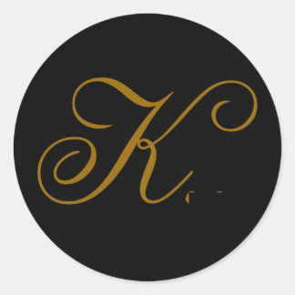 Wedding Monogram K Gold & Black Seal Sticker