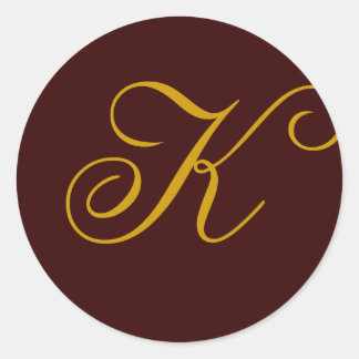 Wedding Monogram K Gold Seal Sticker