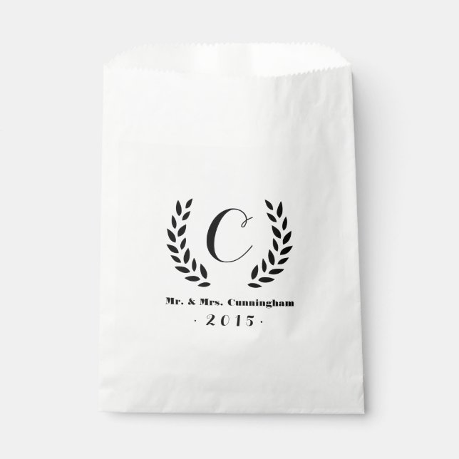 Wedding Monogram Laurel Favour Bags (Front)