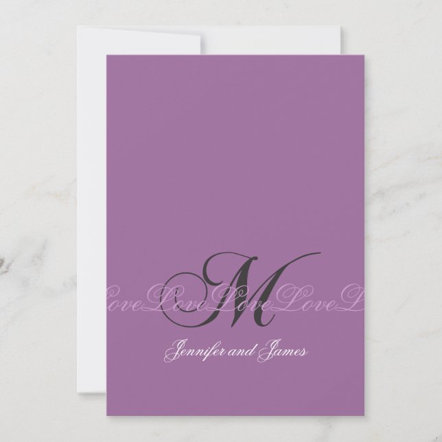 Wedding Monogram M Wedding Invitations Purple (Front)