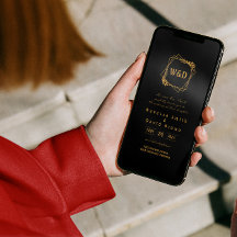 Wedding Monogram Minimalist Simple Elegant Gold