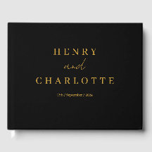 Wedding Monogram Minimalist Simple Gold and Black