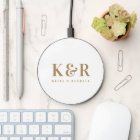 Wedding Monogram Minimalist Simple Gold and White