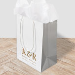 Wedding Monogram Minimalist Simple Gold and White Medium Gift Bag<br><div class="desc">A minimalist wedding monogram design collection of products with classic traditional typography in gold on a clean simple white background. The perfectly custom design for your special day!</div>