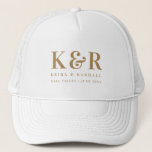 Wedding Monogram Minimalist Simple Gold and White Trucker Hat<br><div class="desc">A minimalist wedding monogram design collection of products with classic traditional typography in gold on a clean simple white background. The perfectly custom design for your special day!</div>
