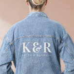 Wedding Monogram Minimalist Simple White Denim Jacket<br><div class="desc">A minimalist wedding monogram design collection of products with classic traditional typography in white. The perfectly custom design for your special day!</div>