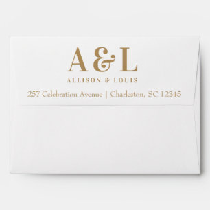 Wedding Monogram Minimalist White Gold Envelope