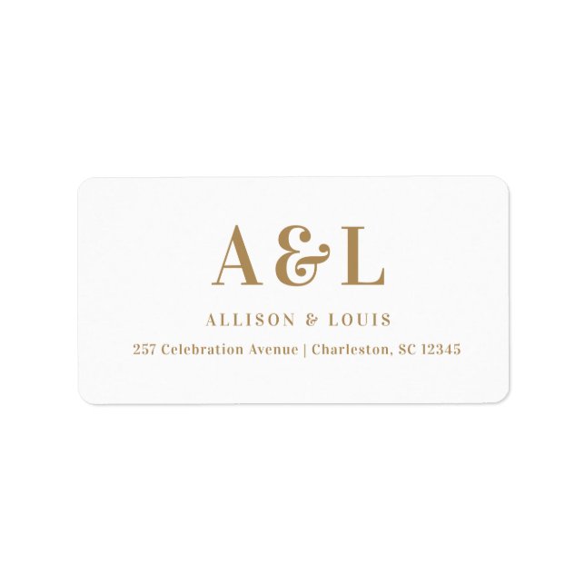 Wedding Monogram Minimalist White Gold Label (Front)