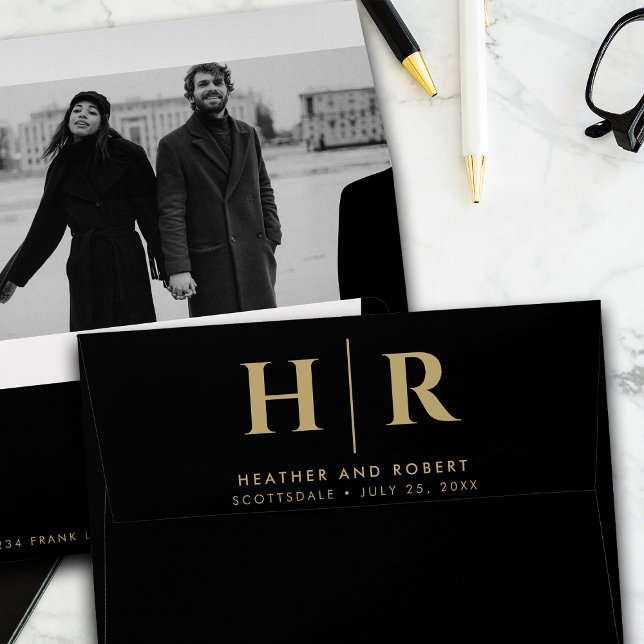 Wedding Monogram Modern Custom Bride and Groom Envelope (Creator Uploaded)