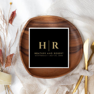 Wedding Monogram Modern Custom Bride and Groom Napkin