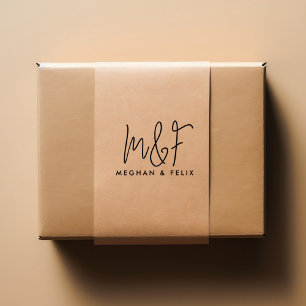 Wedding Monogram Modern Script Names Self-inking Stamp