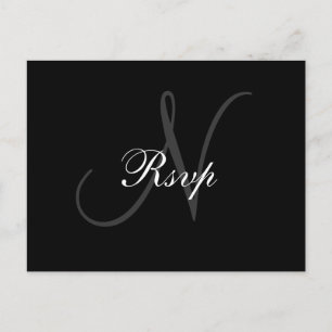 Wedding Monogram N RSVP Postcard