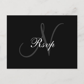 Wedding Monogram N RSVP Postcard