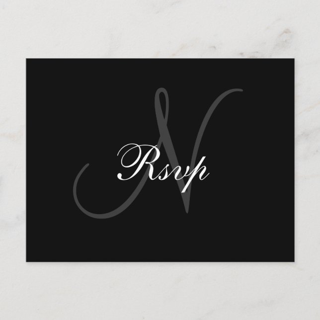 Wedding Monogram N RSVP Postcard (Front)